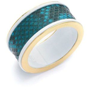 TURQUOISE SNAKESKIN & WHITE ENAMEL BRACELET